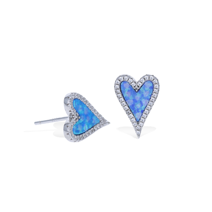 Bright Blue Opal Heart Earrings - Alexandra Marks Jewelry