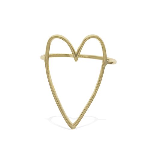 Large Gold Open Heart Ring