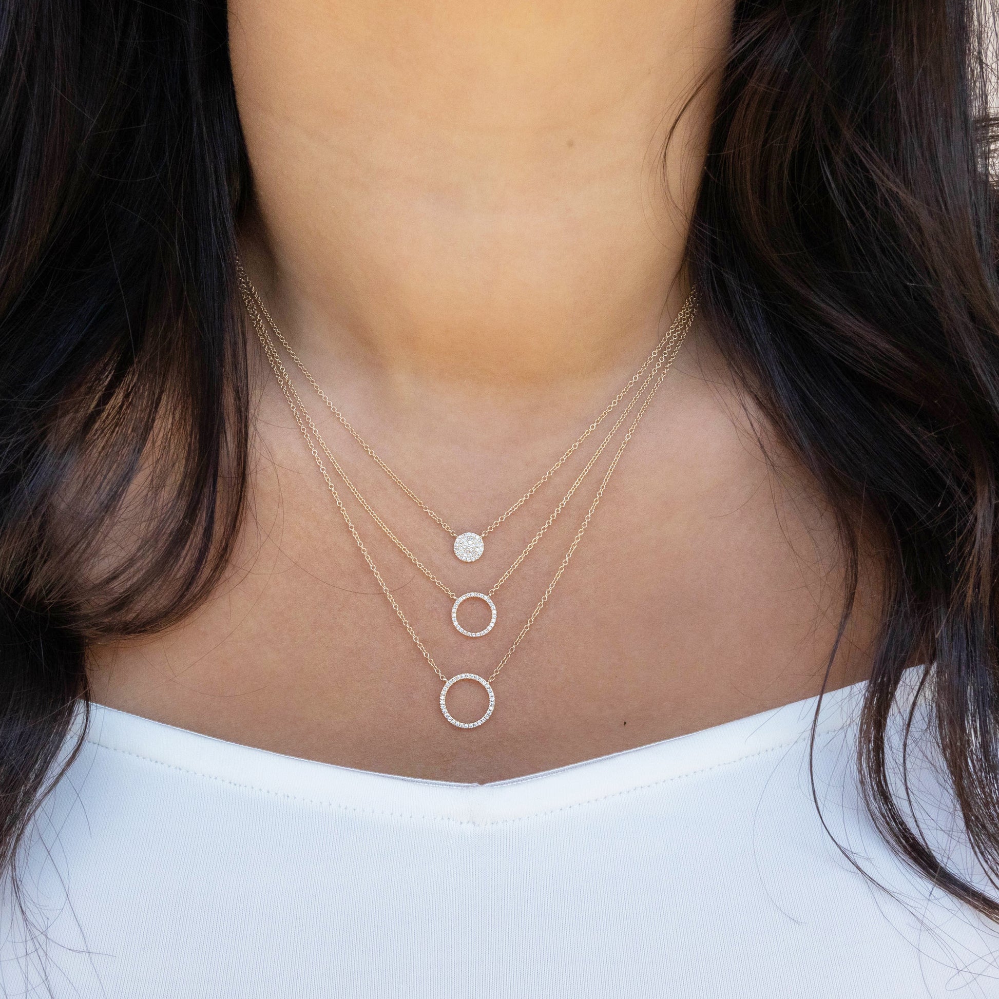 Diamond Circle Necklaces in 14k Gold from Alexandra Marks Jewelry