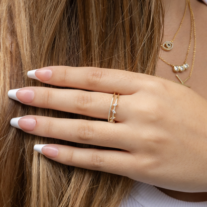 Gold Layered Marquise Stacked Ring from Alexandra marks jewelry. 