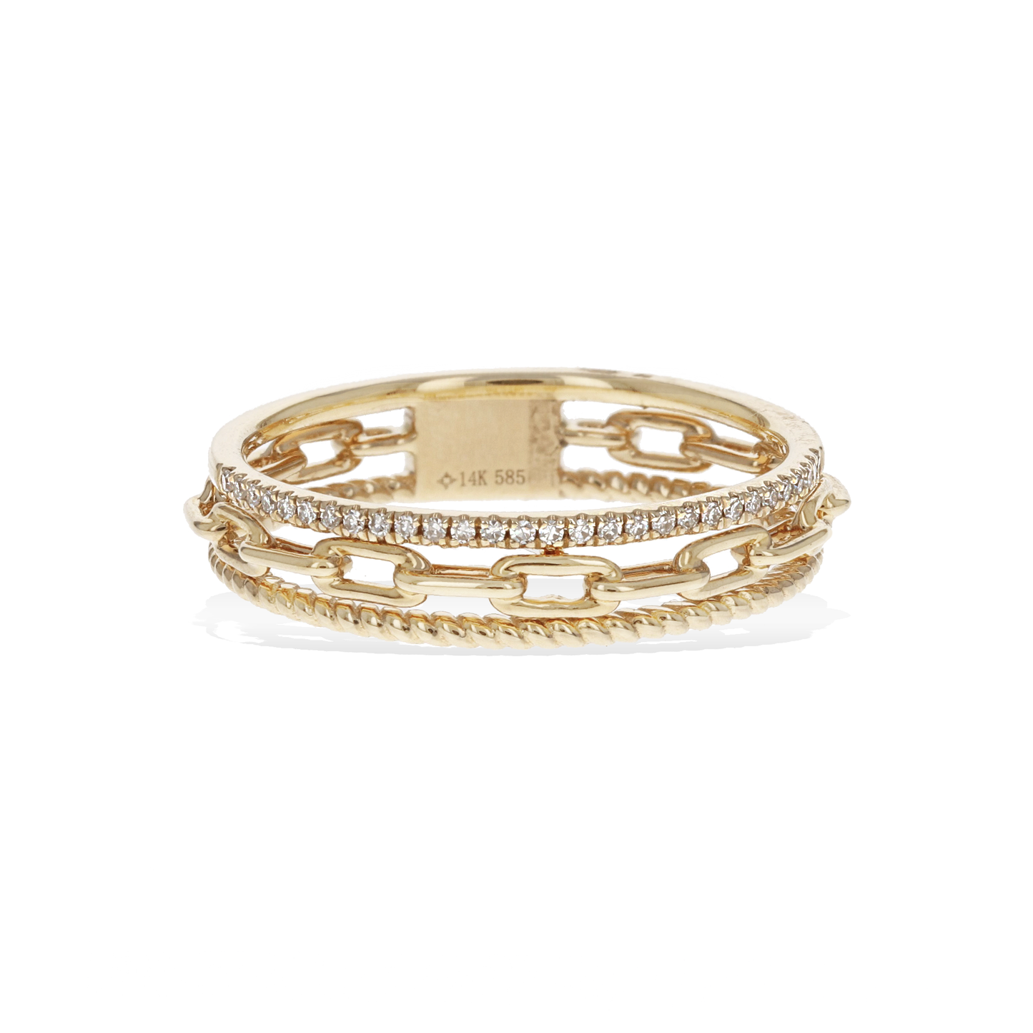 Stacked Illusion Chain Diamond Ring in Gold | Alexandra Marks Jewelry