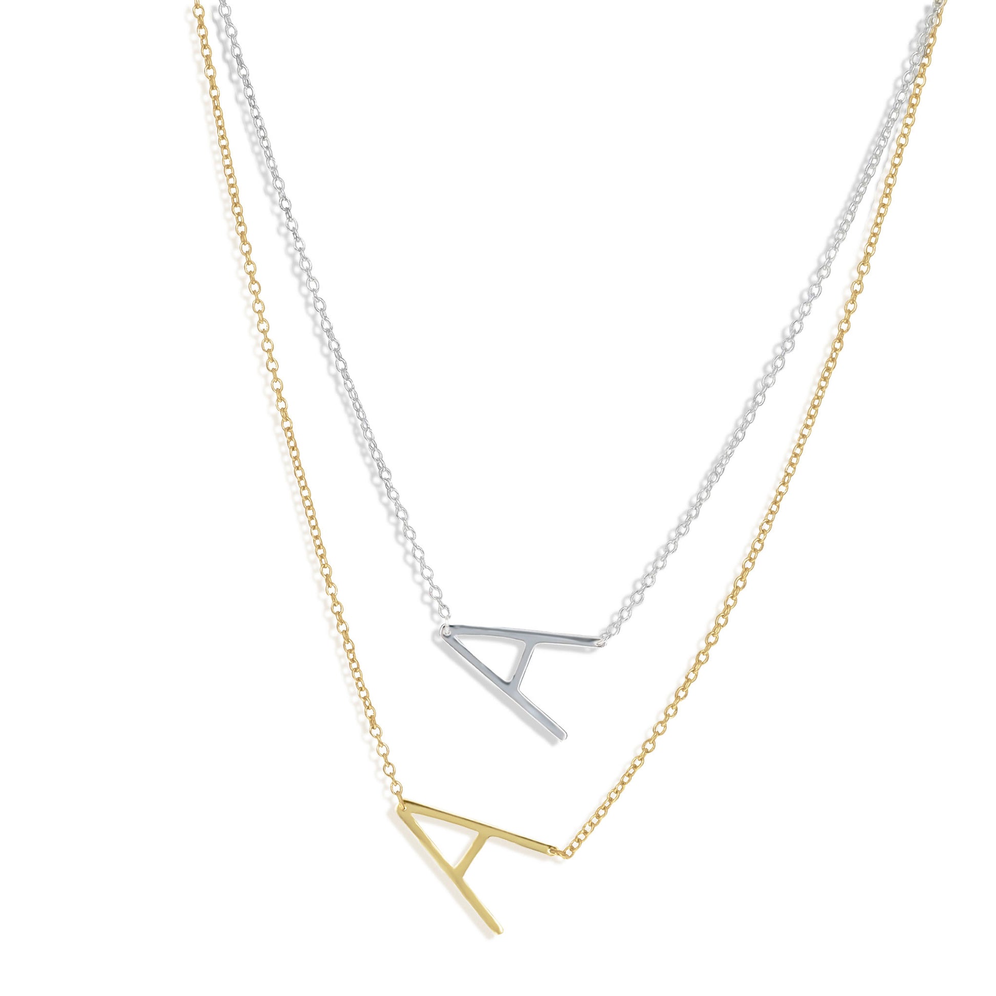 Letter A Initial Necklace in Gold & Silver | Alexandra Marks 