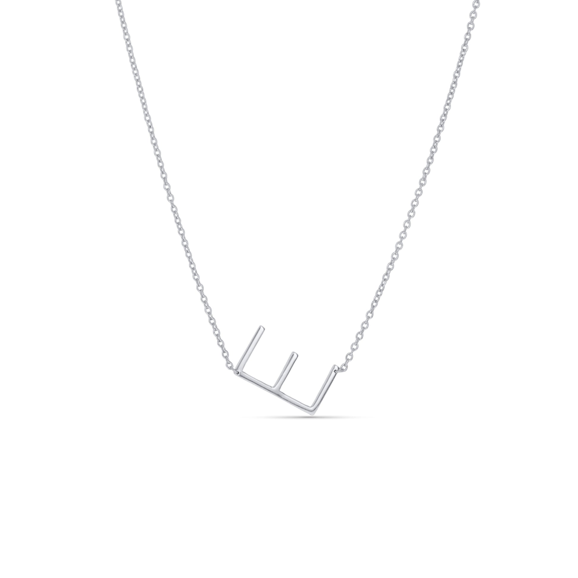 Letter E Initial Necklace in Sterling Silver - Alexandra Marks Jewelry