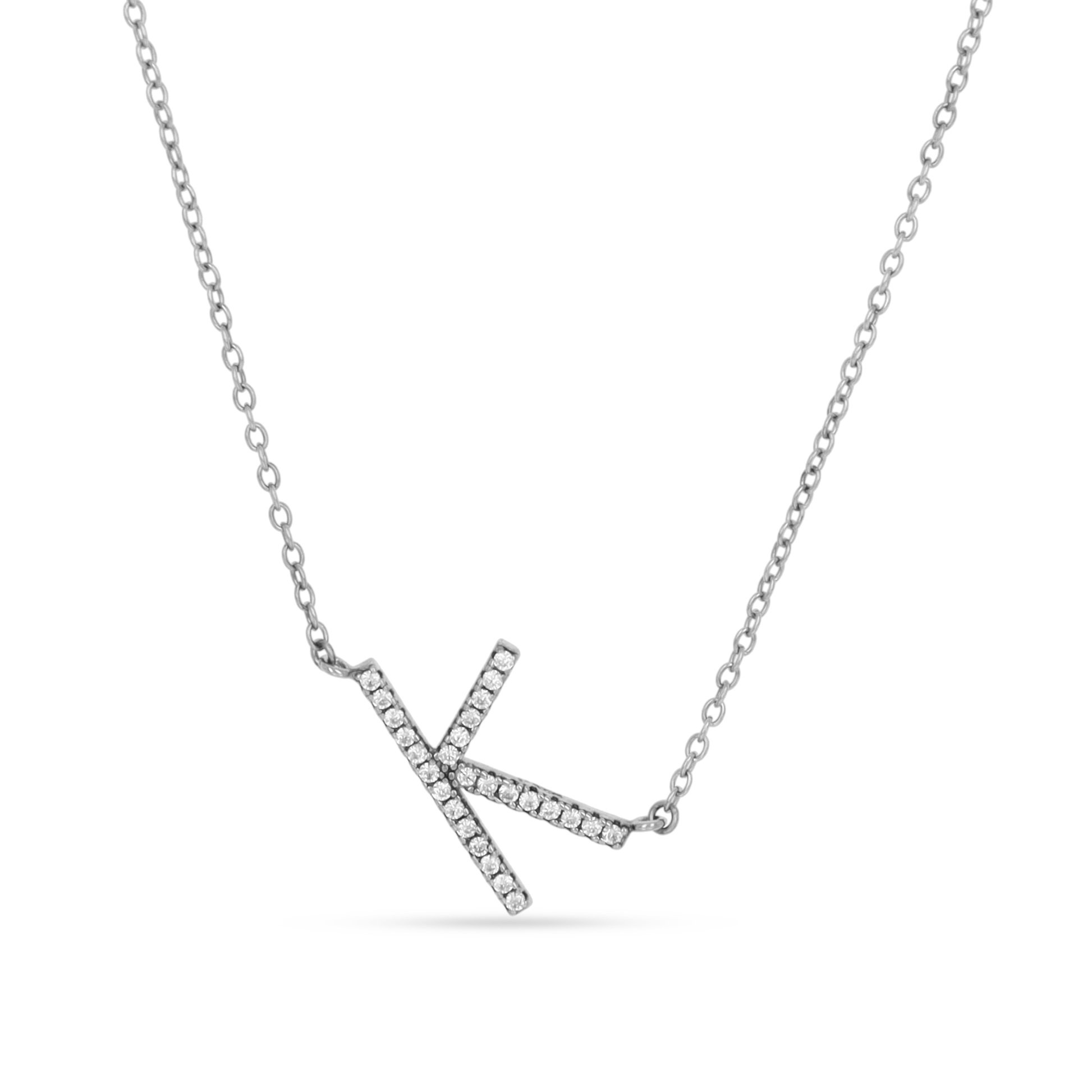 Simona Sterling Silver Sideways Initial Necklace Silver K