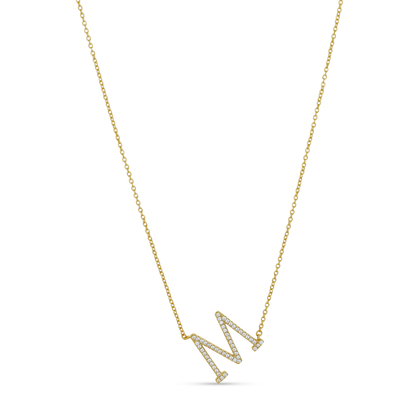 Letter M Initial Necklace in Gold | Alexandra Marks Jewelry