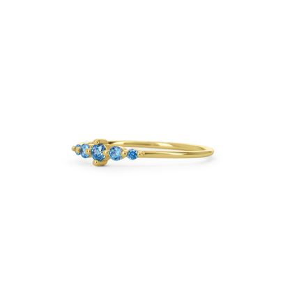 Delicate Gold Ring with Blue CZ Stones