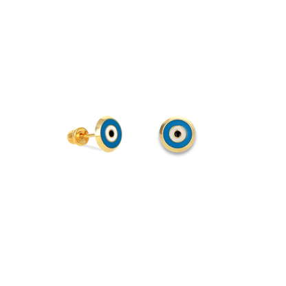 Colorful Solid 14k Gold Evil Eye Stud Earrings | Alexandra Marks jewelry