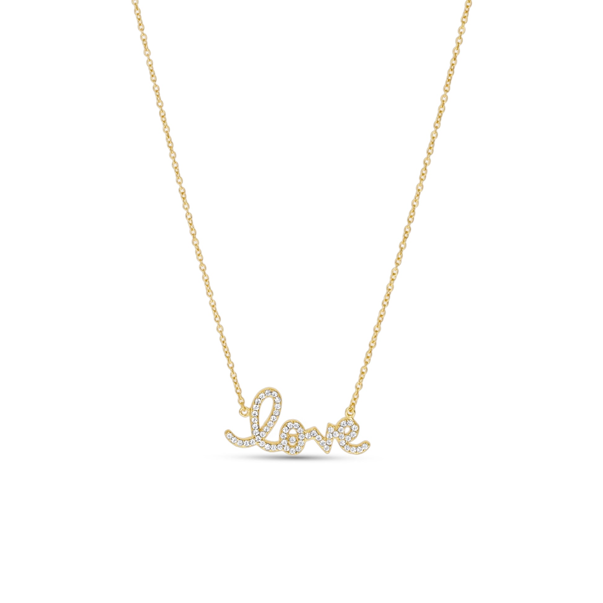 Love Script Necklace in Gold from Alexandra Marks Jewelry