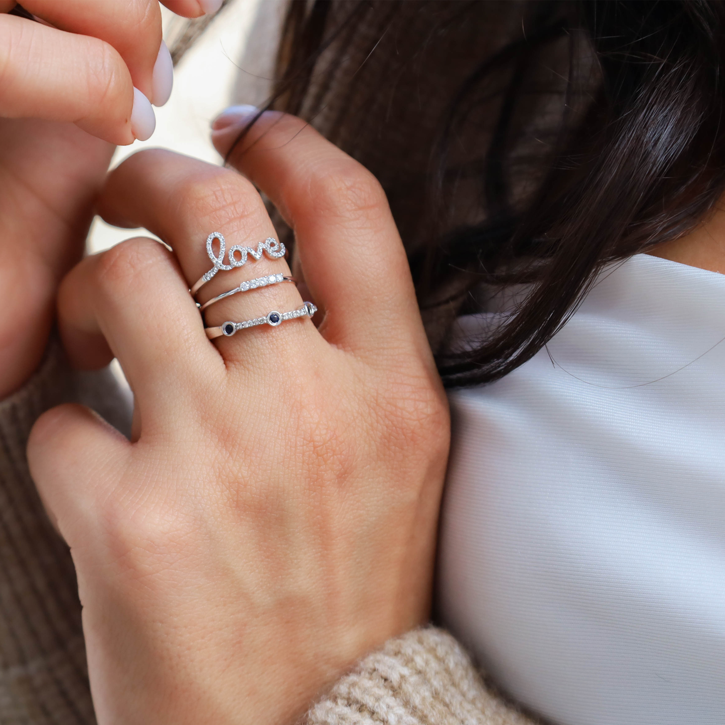 White Gold & Diamond Ring Stack from Alexandra Marks Jewelry