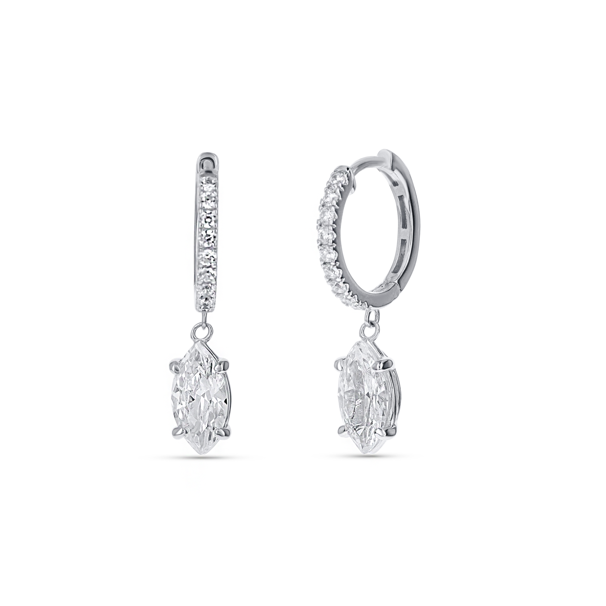 Marquise Shaped CZ Fancy Statement Earrings in Sterling Silver from Alexandra Marks Jewelry. 