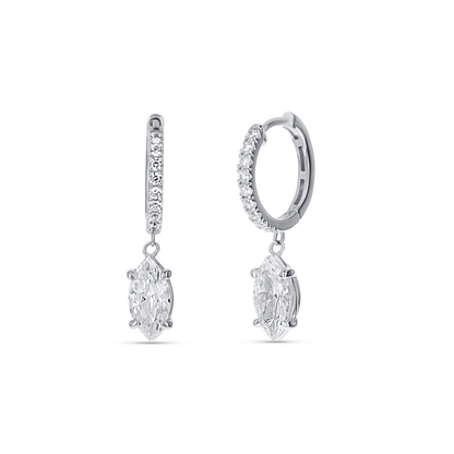 Marquise Shaped CZ Fancy Statement Earrings in Sterling Silver from Alexandra Marks Jewelry. 