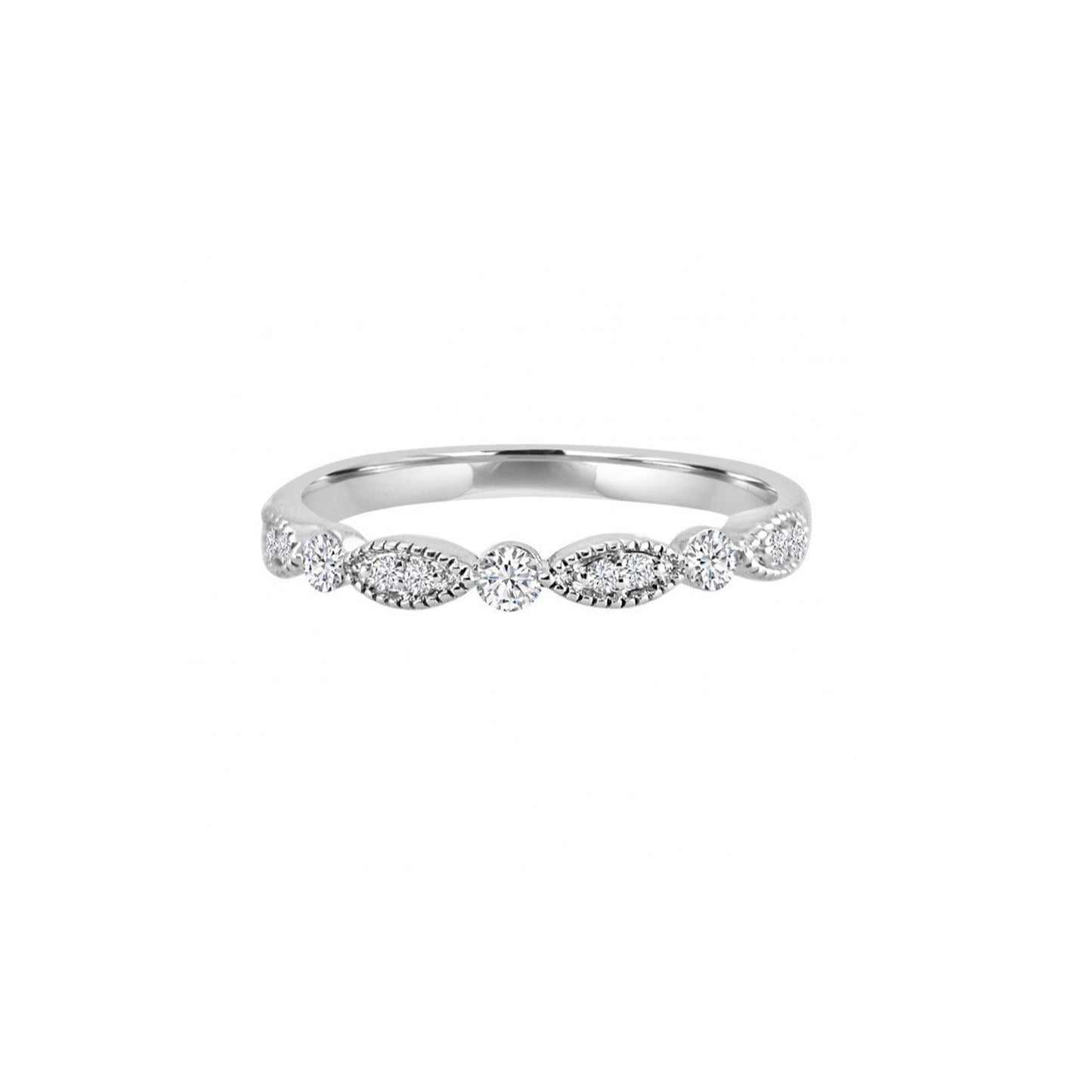 White Gold Diamond Marquise Shaped Wedding Band 
