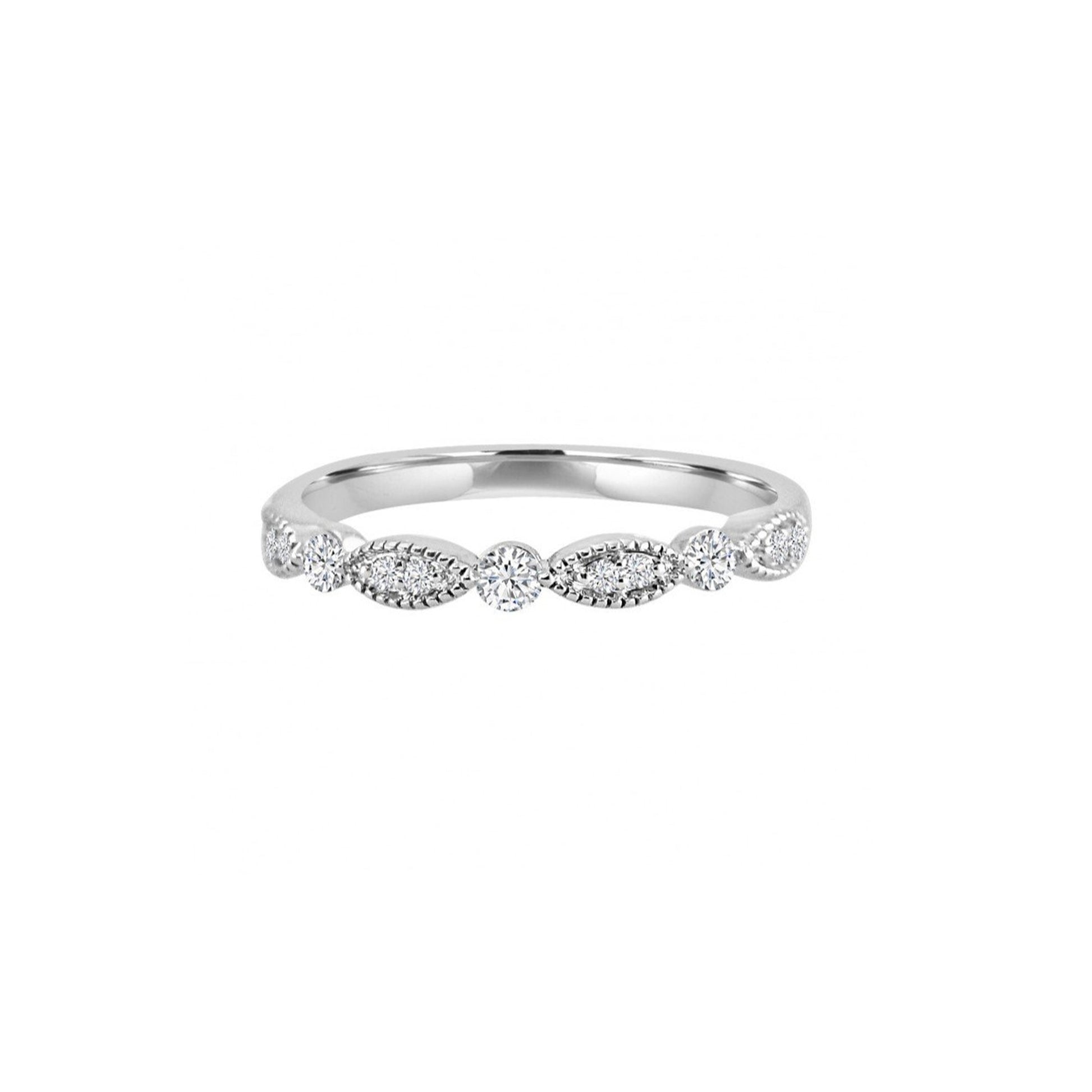 White Gold Diamond Marquise Shaped Wedding Band 
