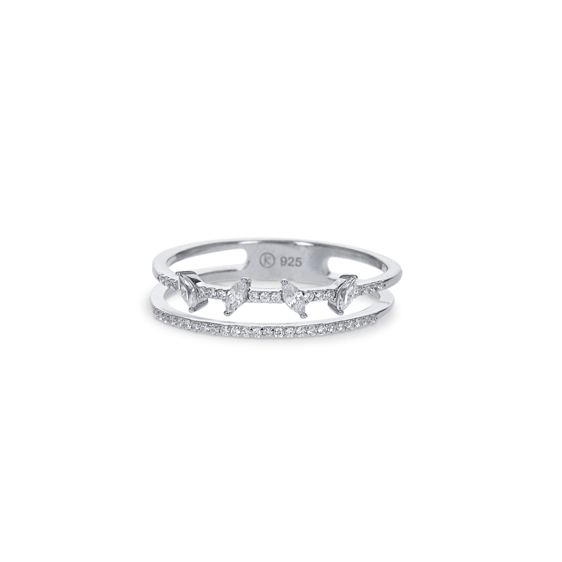 Marquise Layered CZ Silver Ring | Alexandra Marks Jewelry