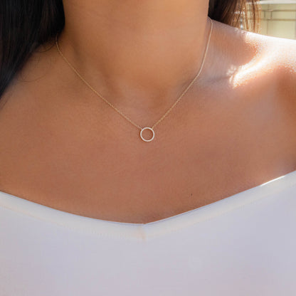 Medium Sized Open Circle Necklace in 14kt yellow gold