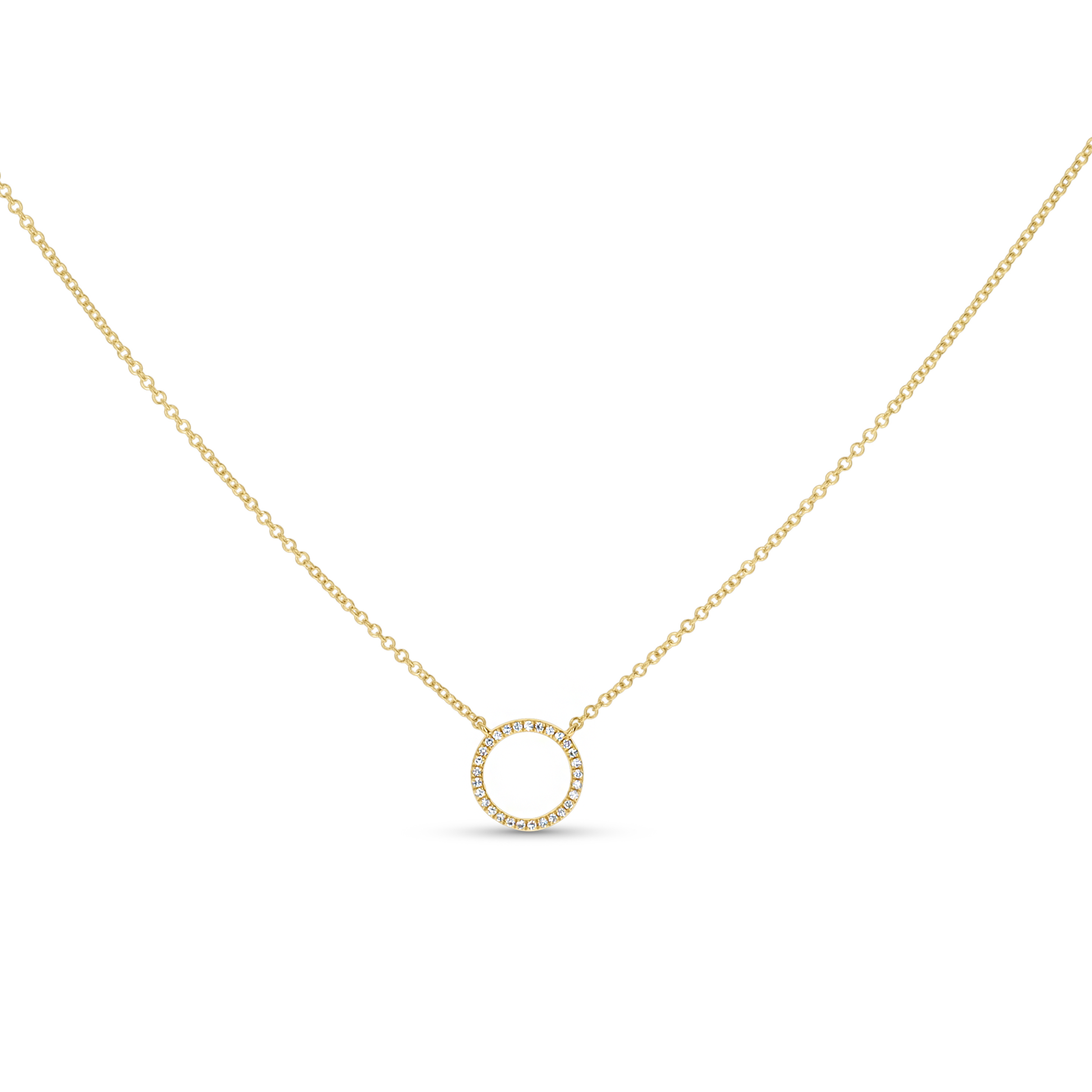 Diamond Open Circle Pendant Necklace in 14kt Yellow Gold
