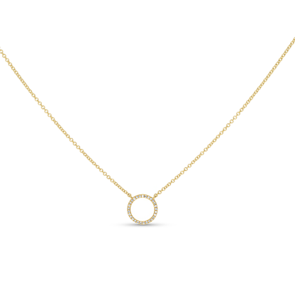 Diamond Open Circle Pendant Necklace in 14kt Yellow Gold