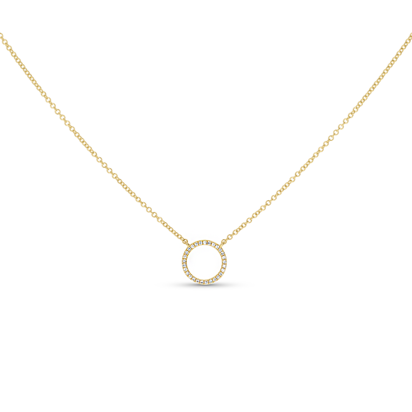 Diamond Open Circle Necklace in 14kt Yellow Gold from Alexandra Marks Jewelry