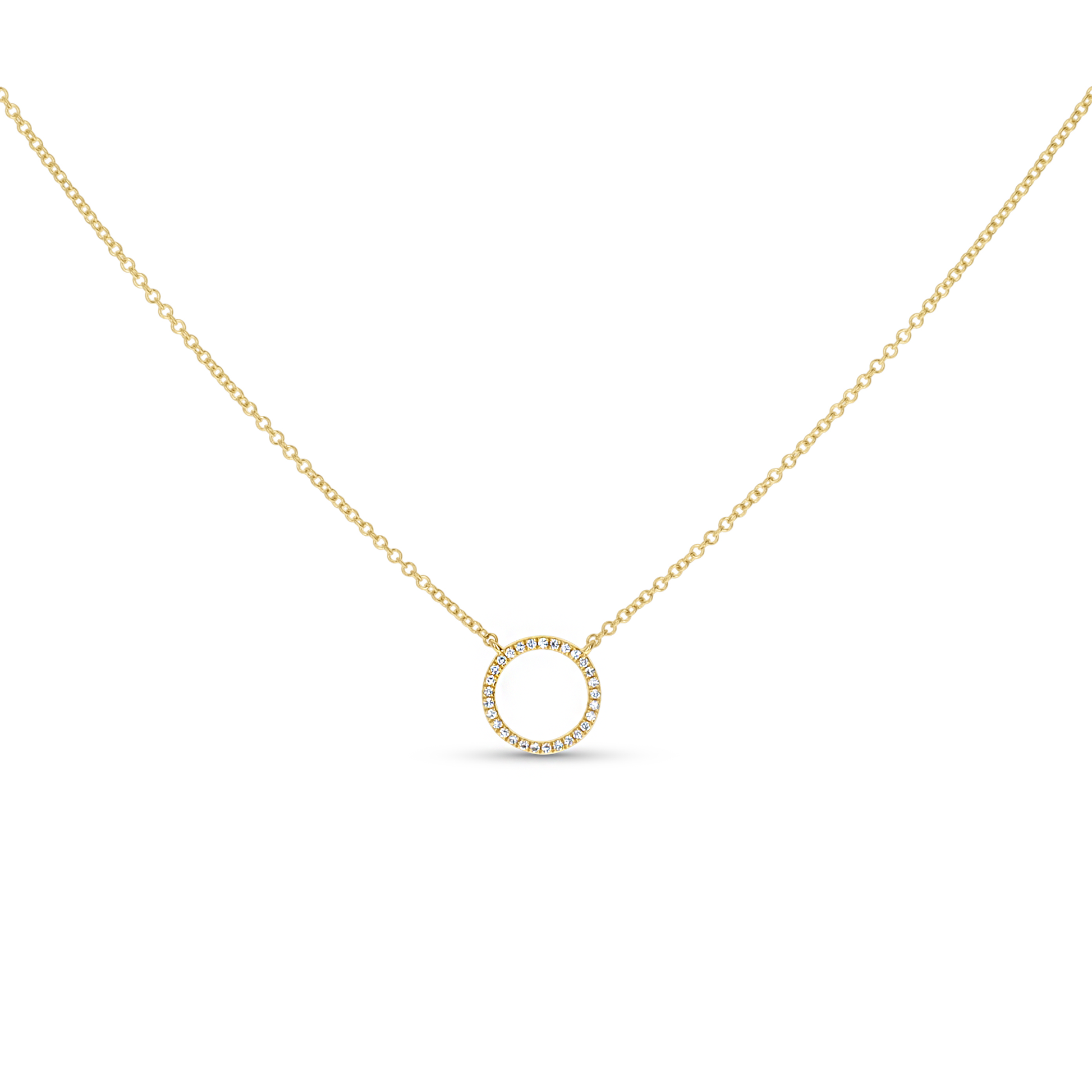 Diamond Open Circle Necklace in 14kt Yellow Gold from Alexandra Marks Jewelry