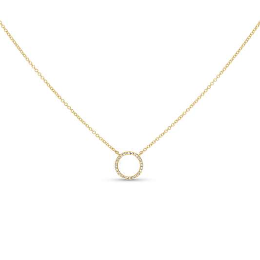Diamond Open Circle Necklace in 14kt Yellow Gold from Alexandra Marks Jewelry