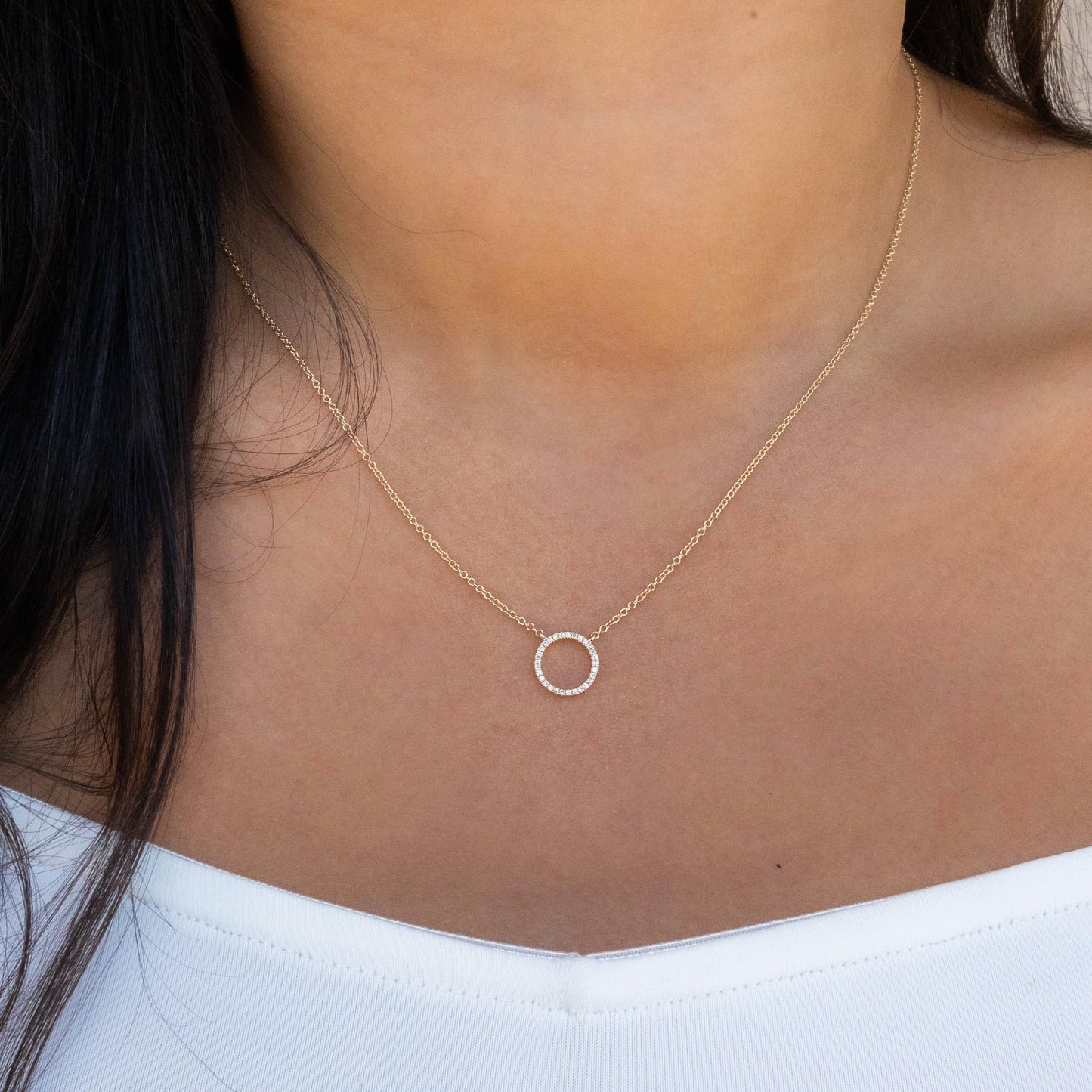 Simple Open Circle Necklace in Gold