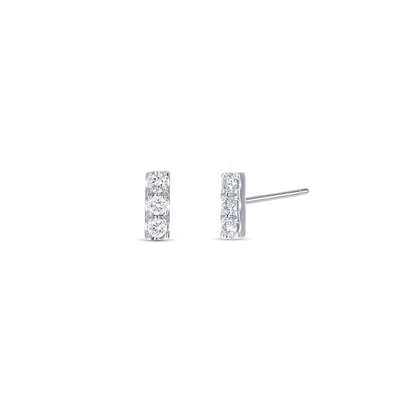 Simple Diamond Bar Stud Earrings in 14kt White Gold. 