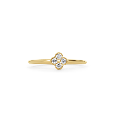 Diamond Clover Ring in 14kt yellow gold from Alexandra Marks Jewelry. 
