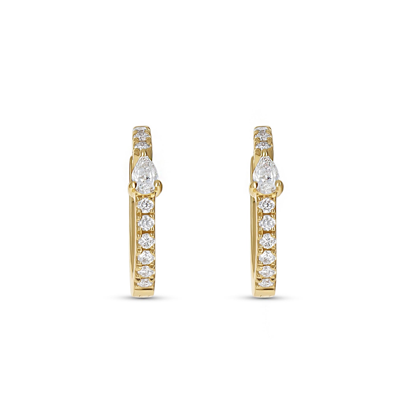 Petite Pear Shaped Diamond Huggie Hoop Earrings in Gold from Alexandra Marks Jewelry