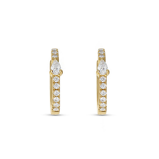 Petite Pear Shaped Diamond Huggie Hoop Earrings in Gold from Alexandra Marks Jewelry