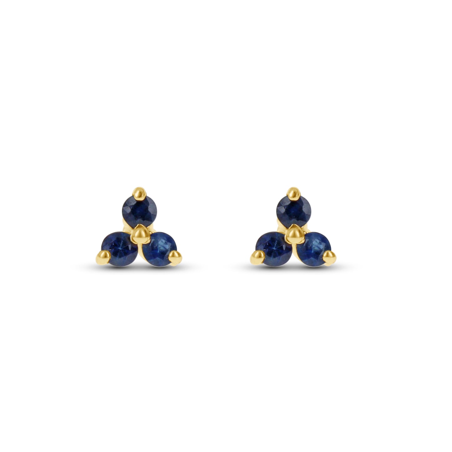 Sapphire Flower Stud Earrings in 14kt Yellow Gold 