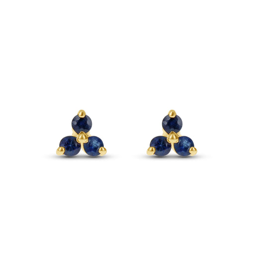 Sapphire Flower Stud Earrings in 14kt Yellow Gold 