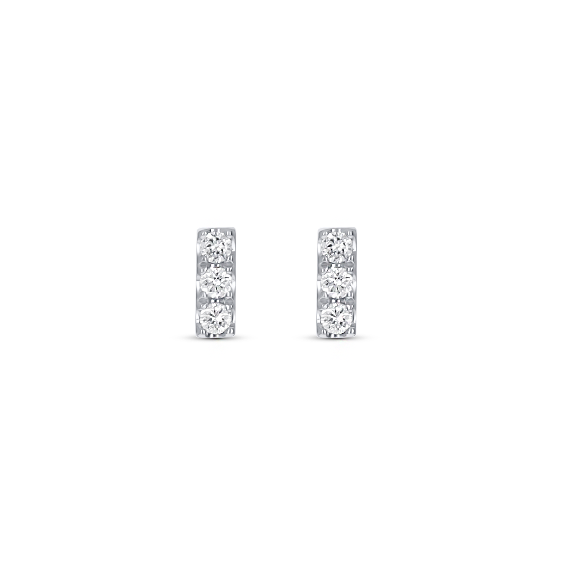 Dainty Diamond Bar Stud Earrings in 14kt White Gold. 