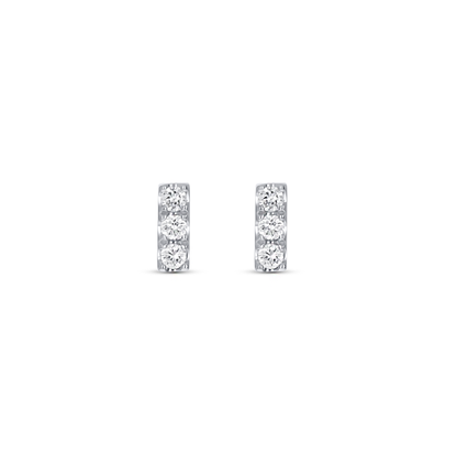 Dainty Diamond Bar Stud Earrings in 14kt White Gold. 