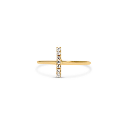 Thin Bar Diamond Ring in 14kt Yellow Gold | Alexandra Marks Jewelry