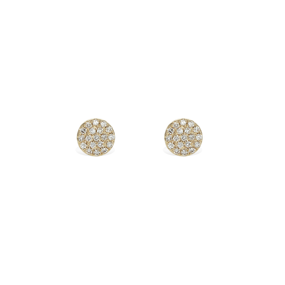 Tiny Diamond Gold Disc Stud Earrings from Alexandra Marks Jewelry