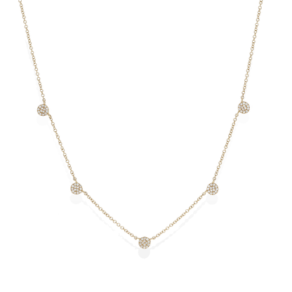 Pave' Diamond Disc Station Necklace in 14k Yellow Gold - Alexandra Marks Jewelry