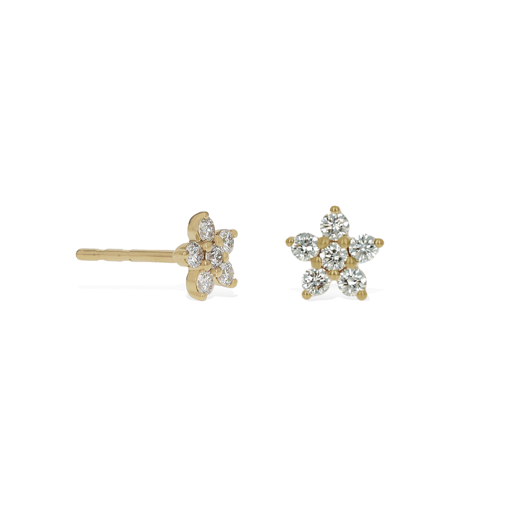 Mini Diamond Flower Stud Earrings in 14kt Yellow Gold from Alexandra Marks Jewelry