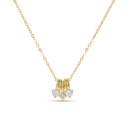 Gold triple mixed cut cubic zirconia charm necklace from Alexandra Marks Jewelry. 