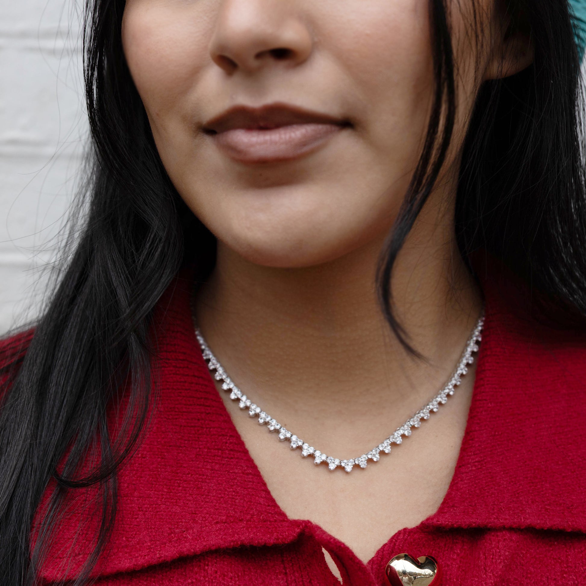 Holiday CZ Tennis Necklace in Sterling Silver