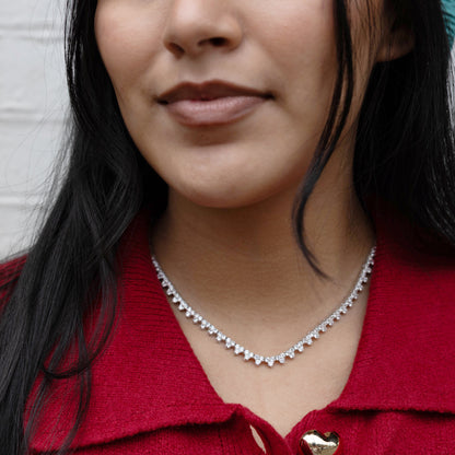 Holiday CZ Tennis Necklace in Sterling Silver