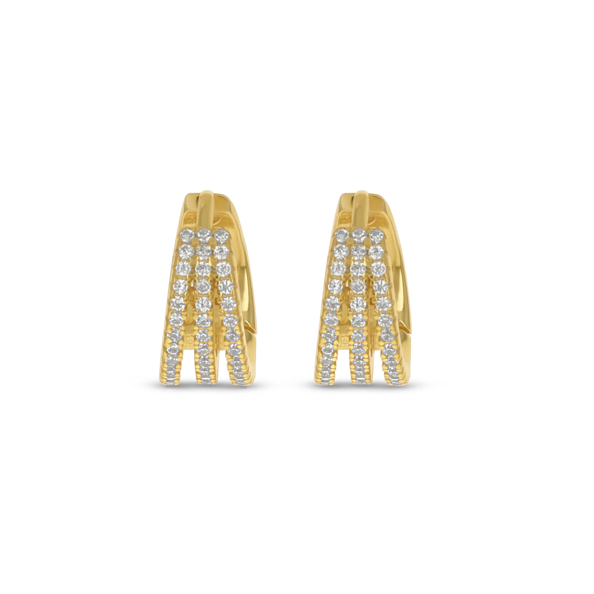 Bold CZ Huggie Hoop Earrings in Gold 