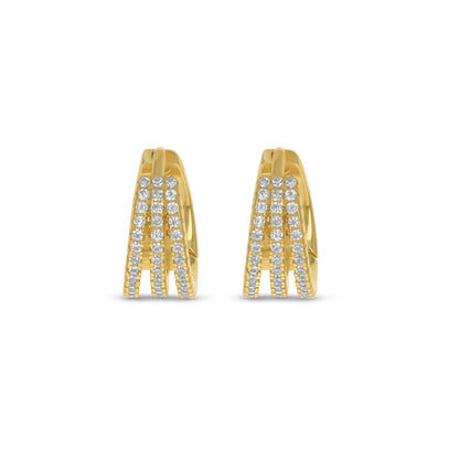 Bold CZ Huggie Hoop Earrings in Gold 