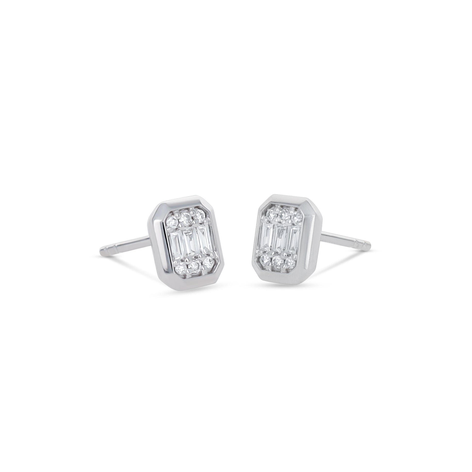 Geometric Diamond Stud Earrings in 14kt White Gold - Alexandra Marks Jewelry