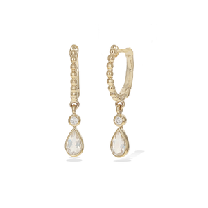 Moonstone Gemstone & Diamond Charm Hoop Earrings from Alexandra Marks Jewelry