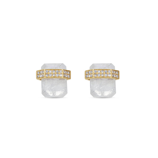 Moonstone & Diamond Stud Earrings From Alexandra Marks Jewelry