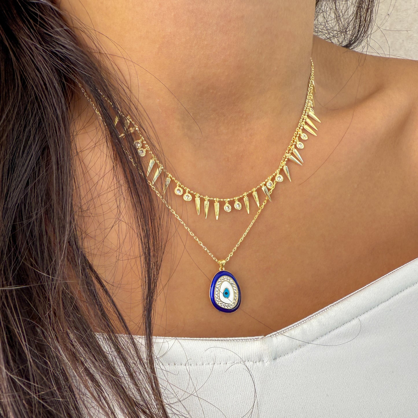 Evil Eye Pendant Necklace in Gold from Alexandra Marks Jewelry