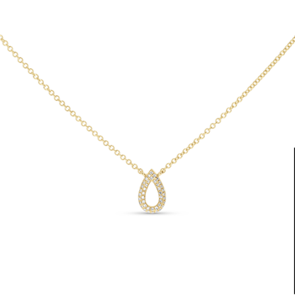Pave' Diamond Teardrop Pendant Necklace in Gold from Alexandra Marks Jewelry