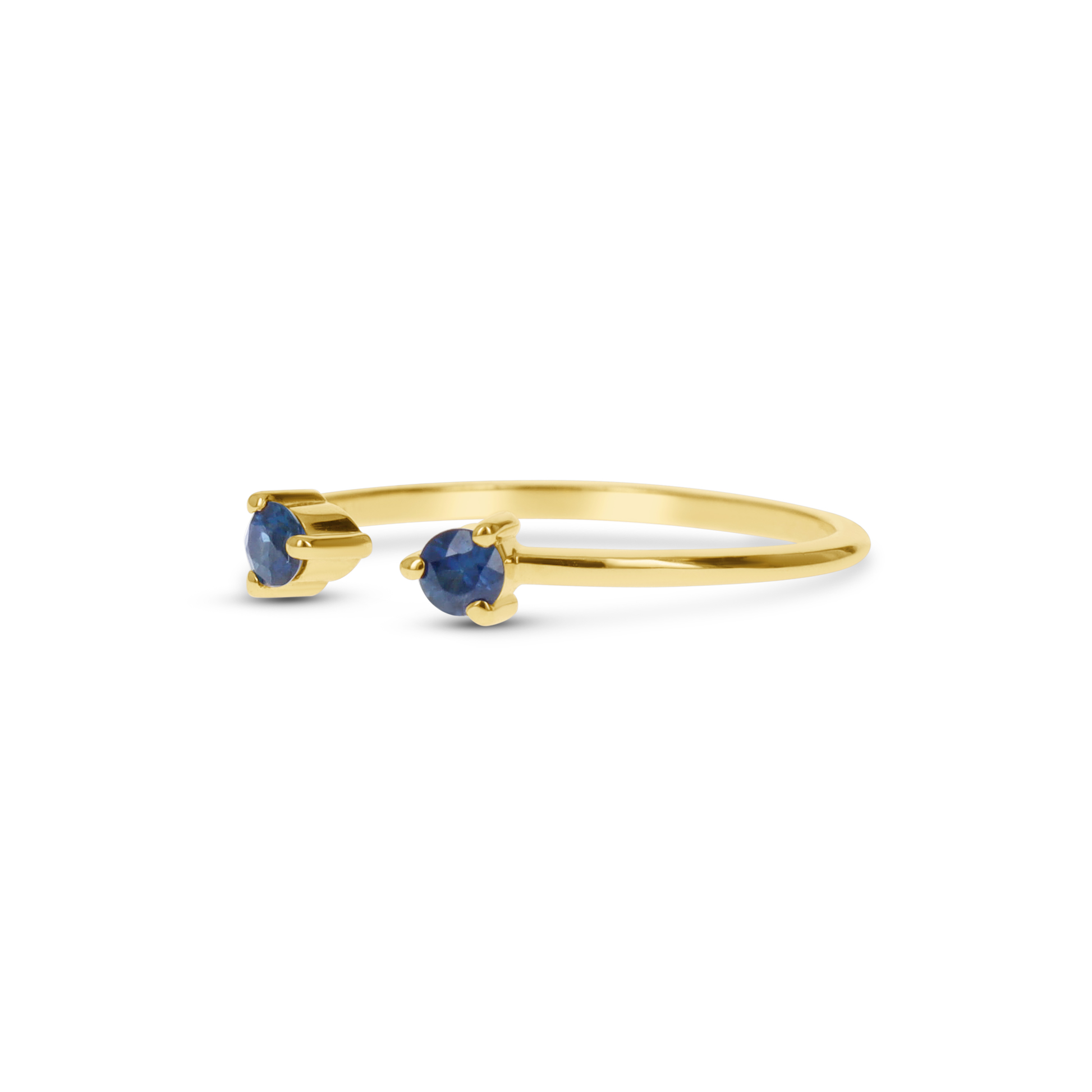 Dainty Double Round Sapphire Birthstone Ring in Yellow Gold 