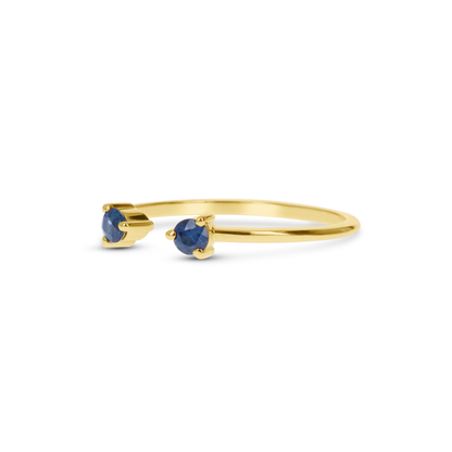 Dainty Double Round Sapphire Birthstone Ring in Yellow Gold 