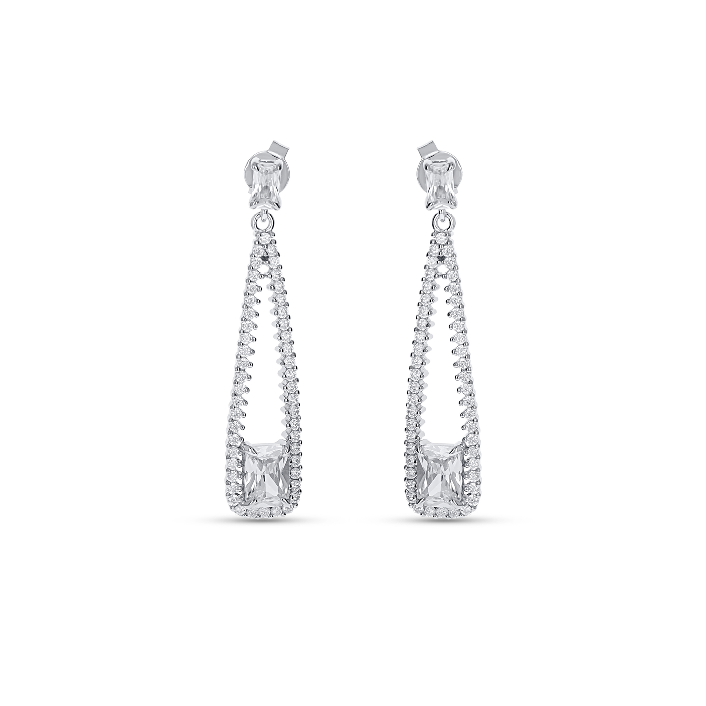 Graduated CZ Statement Drop Earrings In Sterling Silver from Alexandra Marks Jewelry. 
